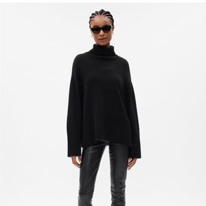 Boxy oversized cotton turtleneck sweater